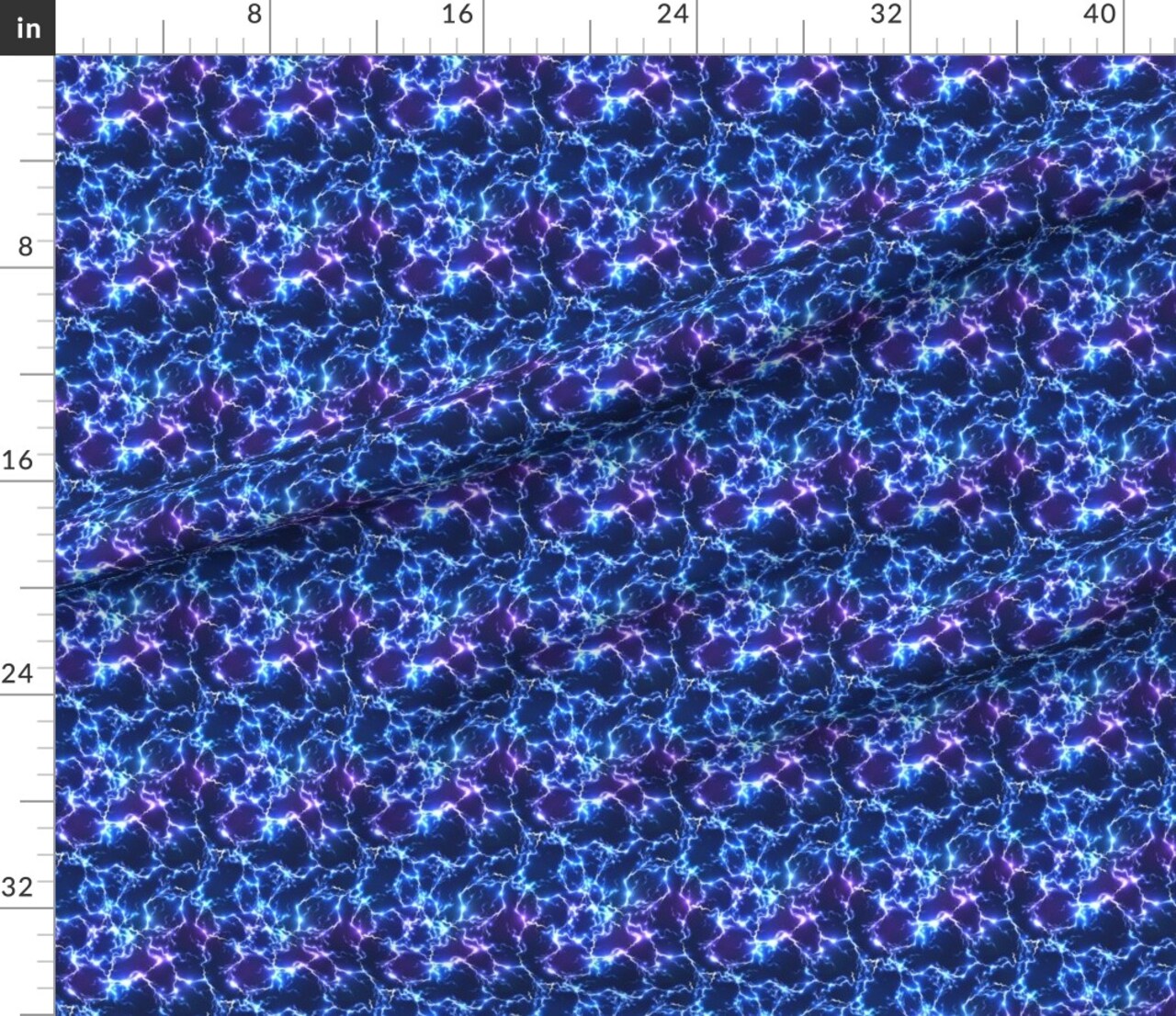 Lightning Blue Night Electric Galaxy Custom Printed Fabric by Spoonflower Various Fabrics by the Yard or Fat Quarter